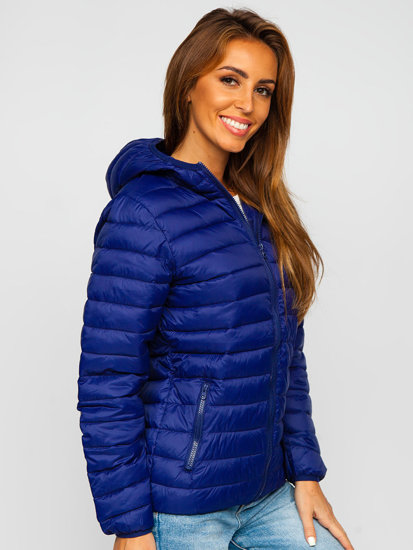 Bolf Damen Gepolsterte Übergangsjacke mit Kapuze Mittelblau  M23036