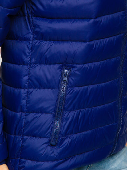 Bolf Damen Gepolsterte Übergangsjacke mit Kapuze Mittelblau  M23036