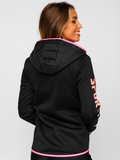 Bolf Damen Gepolsterte Übergangsjacke mit Kapuze Schwarz  KSW4008