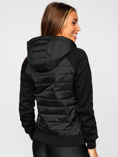 Bolf Damen Gepolsterte Übergangsjacke mit Kapuze Schwarz  KSW4012