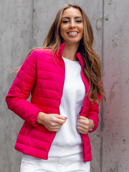 Bolf Damen Gepolsterte Übergangsjacke mit Stehkragen Rosa 1141A