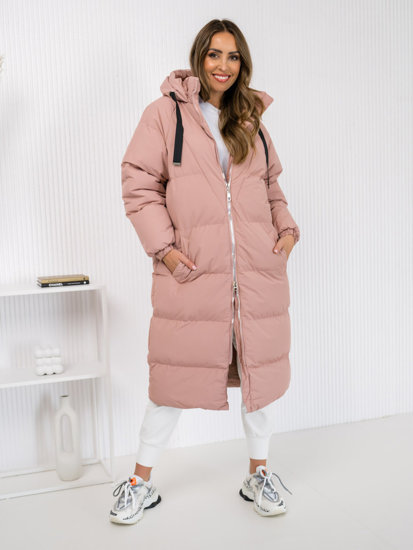 Bolf Damen Gepolsterte Winterjacke Mantel mit Kapuze Rosa 5M3163