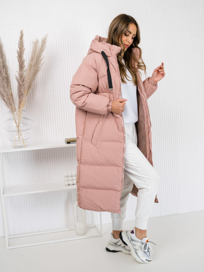 Bolf Damen Gepolsterte Winterjacke Mantel mit Kapuze Rosa 5M3163