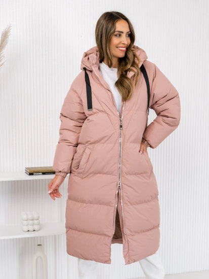 Bolf Damen Gepolsterte Winterjacke Mantel mit Kapuze Rosa 5M3163