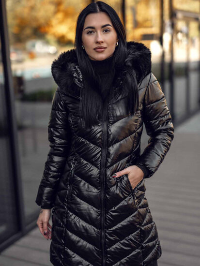 Bolf Damen Gepolsterte Winterjacke Mantel mit Kapuze Schwarz 16M9100A2