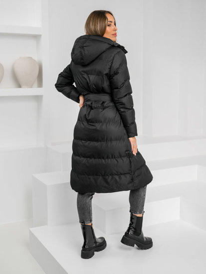 Bolf Damen Gepolsterte Winterjacke Mantel mit Kapuze Schwarz  5M3178