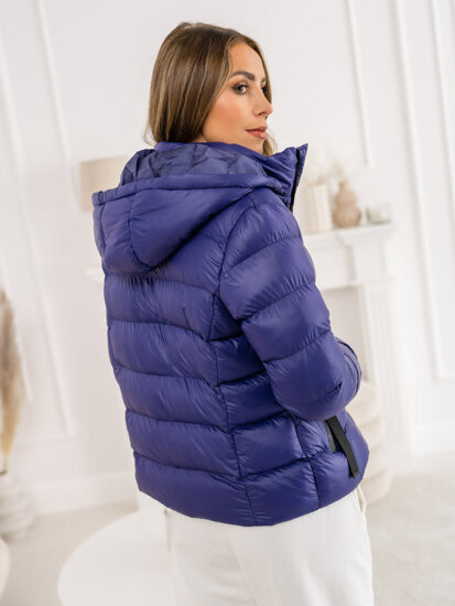 Bolf Damen Gepolsterte Winterjacke mit Kapuze Dunelblau  5M782