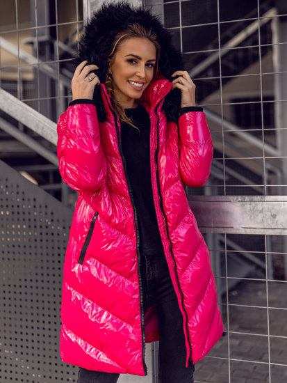 Bolf Damen Gepolsterte Winterjacke mit Kapuze Rosa  23069