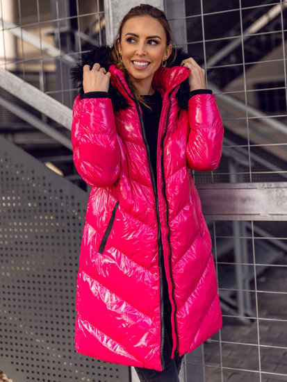 Bolf Damen Gepolsterte Winterjacke mit Kapuze Rosa  23069