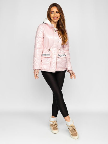 Bolf Damen Gepolsterte Winterjacke mit Kapuze Rose  B9570