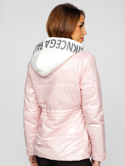 Bolf Damen Gepolsterte Winterjacke mit Kapuze Rose  B9570