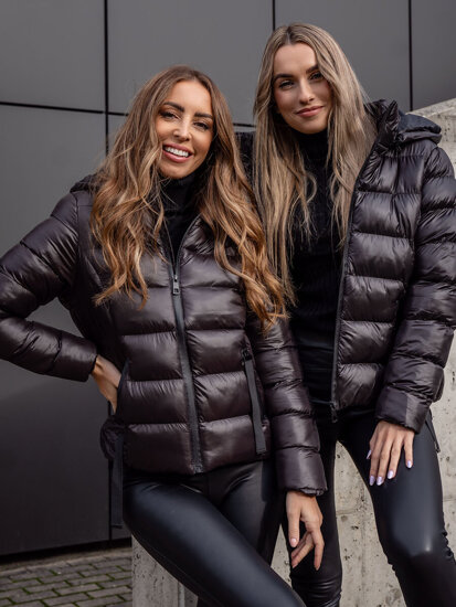 Bolf Damen Gepolsterte Winterjacke mit Kapuze Schokoloadenbraun  5M782B