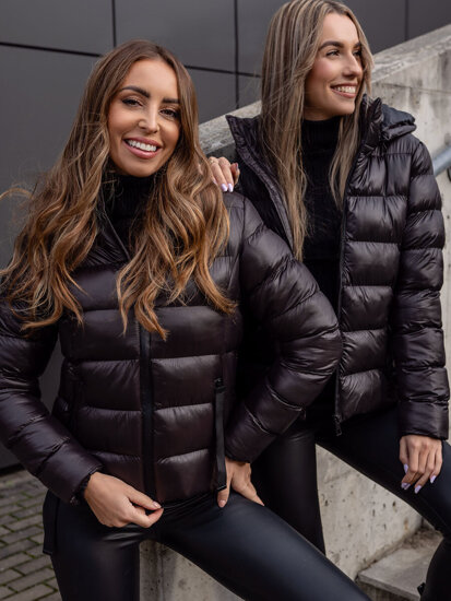 Bolf Damen Gepolsterte Winterjacke mit Kapuze Schokoloadenbraun  5M782B