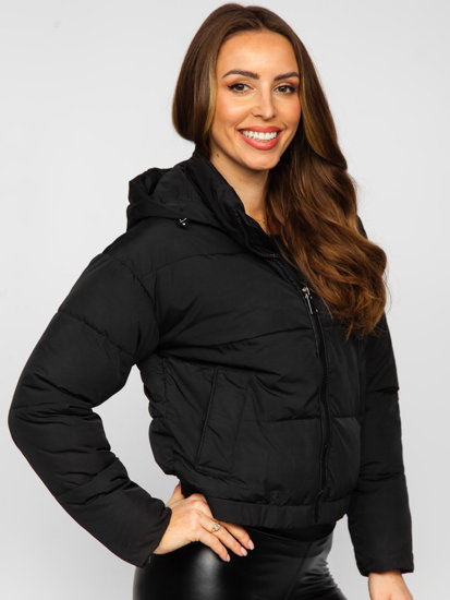 Bolf Damen Gepolsterte Winterjacke mit Kapuze Schwarz 16M9080