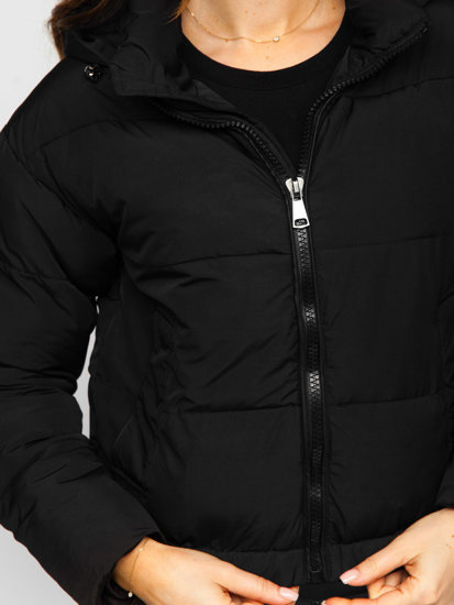 Bolf Damen Gepolsterte Winterjacke mit Kapuze Schwarz 16M9080