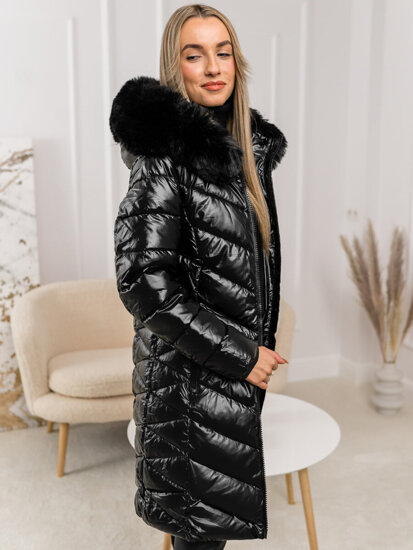 Bolf Damen Gepolsterte Winterjacke mit Kapuze Schwarz  16M9100