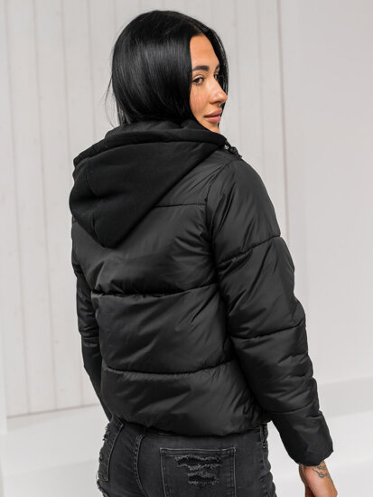 Bolf Damen Gepolsterte Winterjacke mit Kapuze Schwarz  16M9187