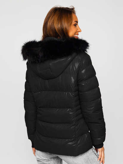 Bolf Damen Gepolsterte Winterjacke mit Kapuze Schwarz  23067