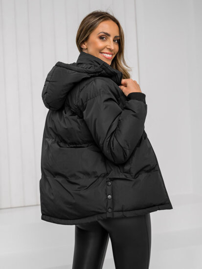 Bolf Damen Gepolsterte Winterjacke mit Kapuze Schwarz  5M3169