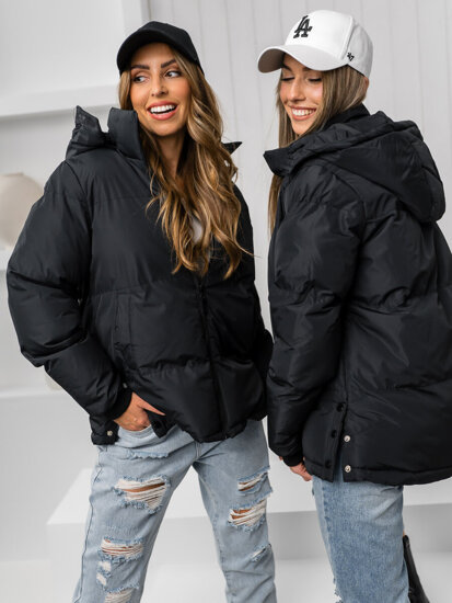 Bolf Damen Gepolsterte Winterjacke mit Kapuze Schwarz  5M3169A