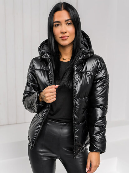 Bolf Damen Gepolsterte Winterjacke mit Kapuze Schwarz  5M3193A1