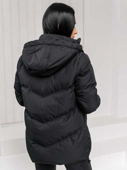 Bolf Damen Gepolsterte Winterjacke mit Kapuze Schwarz  5M3251