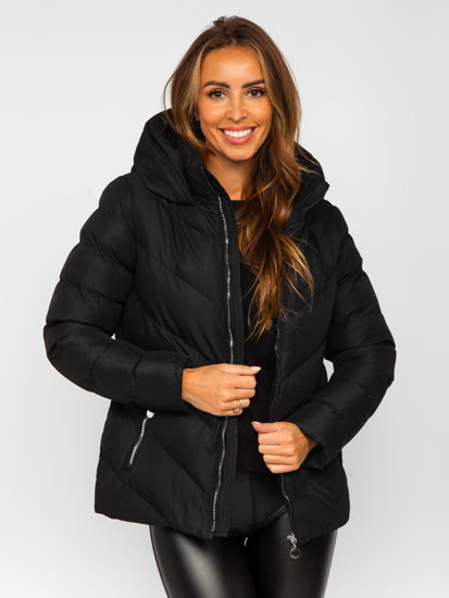 Bolf Damen Gepolsterte Winterjacke mit Kapuze Schwarz  5M725