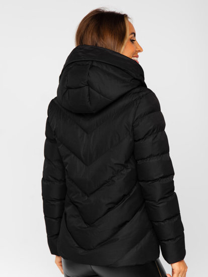 Bolf Damen Gepolsterte Winterjacke mit Kapuze Schwarz  5M725