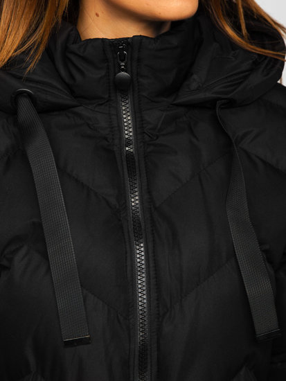 Bolf Damen Gepolsterte Winterjacke mit Kapuze Schwarz  5M739