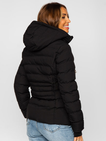 Bolf Damen Gepolsterte Winterjacke mit Kapuze Schwarz  5M769