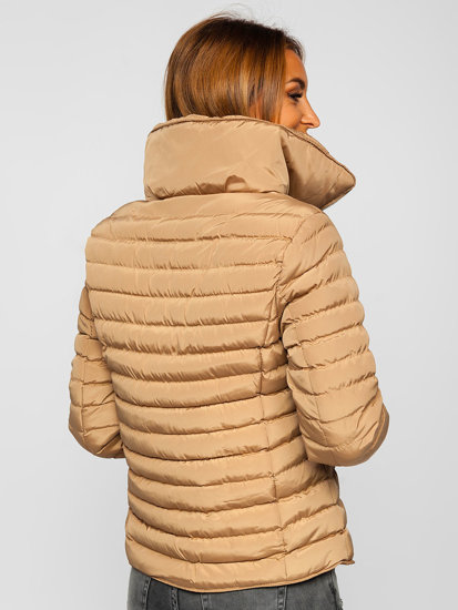 Bolf Damen Gepolsterte Winterjacke ohne Kapuze Braun  23063