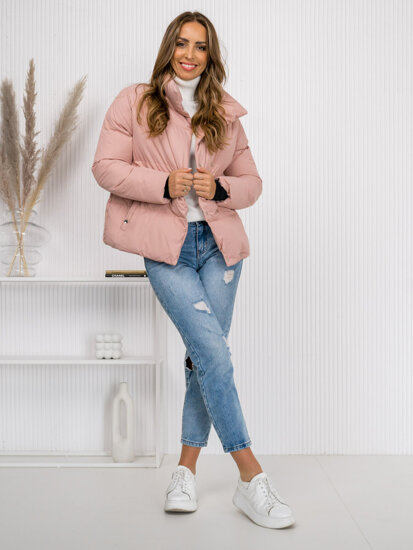 Bolf Damen Gepolsterte Winterjacke ohne Kapuze Gelb  23062