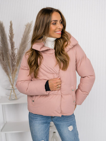 Bolf Damen Gepolsterte Winterjacke ohne Kapuze Gelb  23062