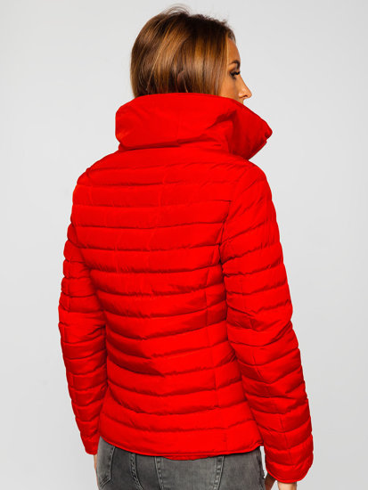 Bolf Damen Gepolsterte Winterjacke ohne Kapuze Rot  23063