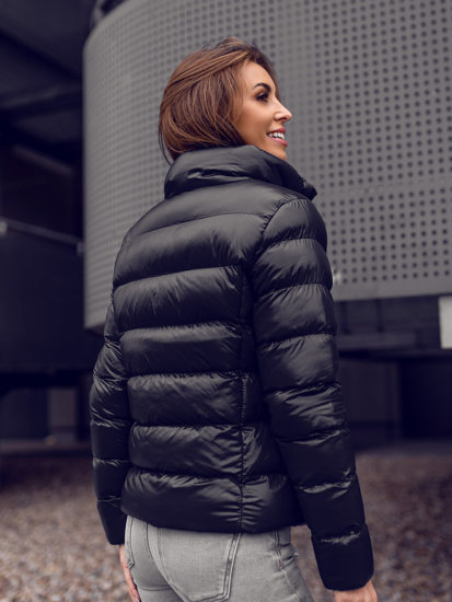 Bolf Damen Gepolsterte Winterjacke ohne Kapuze Schwarz  23061