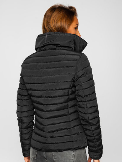 Bolf Damen Gepolsterte Winterjacke ohne Kapuze Schwarz  23063