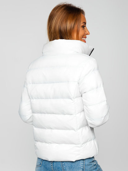 Bolf Damen Gepolsterte Winterjacke ohne Kapuze Weiß  23061