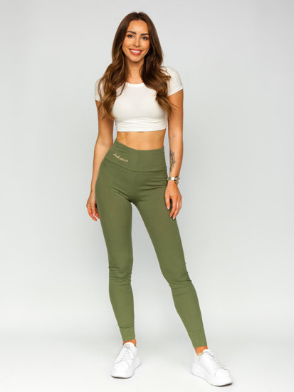 Bolf Damen Gerippte Leggings Khaki  W7501