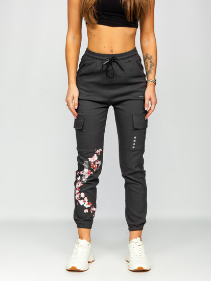 Bolf Damen Hose Jogger Pants Cargohose Schwarzgrau  AF5120ND