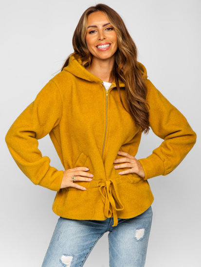 Bolf Damen Jacke Kurzer Mantel mit Kapuze Gelb  9320