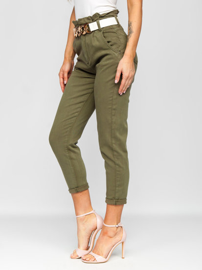 Bolf Damen Jeanshose Hochtalliert mit Gürtel Khaki LA687