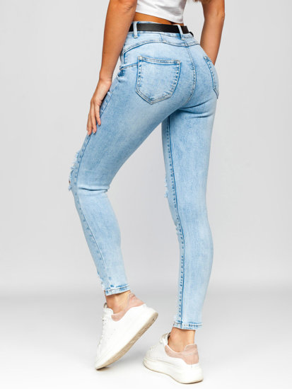 Bolf Damen Jeanshose Push Up mit Gürtel und Beutel Blau  A20-2A