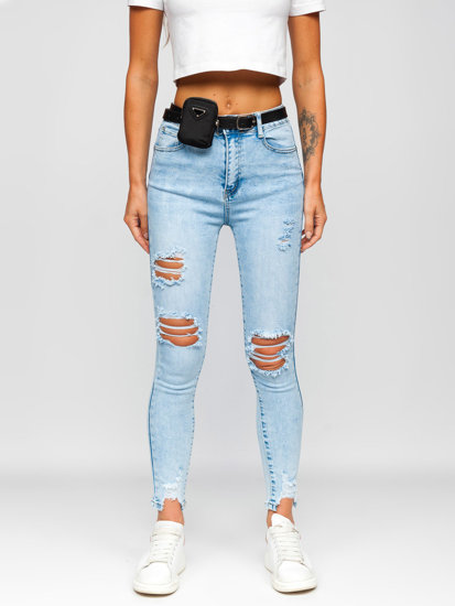 Bolf Damen Jeanshose Push Up mit Gürtel und Beutel Blau  A20-2A