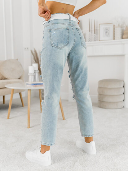 Bolf Damen Jeanshose mit Gürtel  Azurblau  BS502