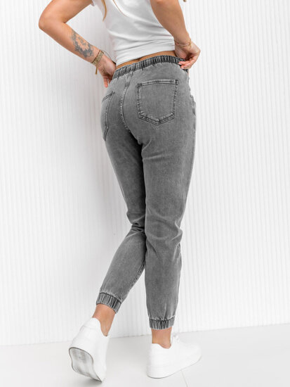 Bolf Damen Jeanshose mit Pailletten mom fit  Schwarzgrau  BF108