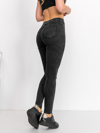 Bolf Damen Jeggings aus Denim Jeggings Schwarz  W7059