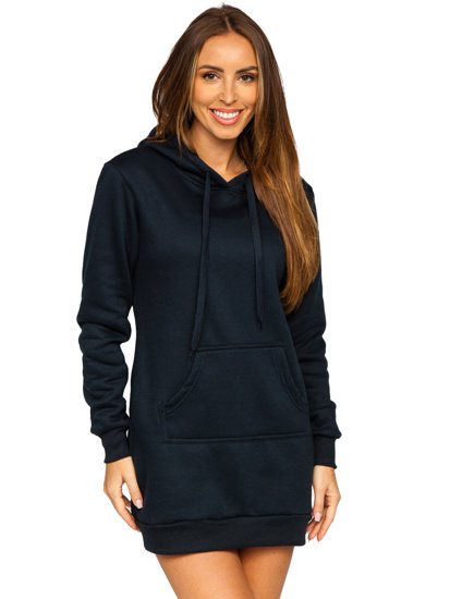 Bolf Damen Kapuzenpullover Lang Dunkelblau  YS10003-A