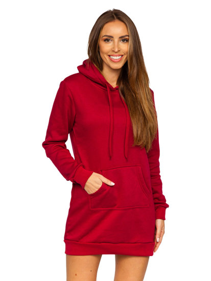 Bolf Damen Kapuzenpullover Lang Weinrot  YS10003-A