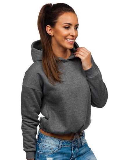 Bolf Damen Kapuzenpullover Schwarzgrau  KSW2018