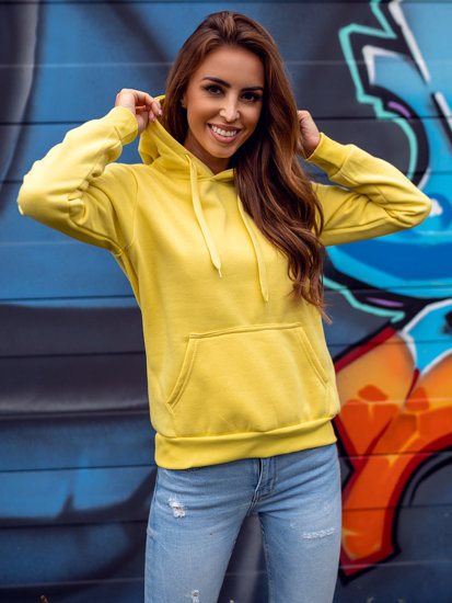 Bolf Damen Kapuzenpullover mit Kängurutasche Gelb-Neon  W02B